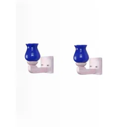 1ST TIME Pack of 2 Blue & White Glass Solid Cylinder Shaped Wall Lamp-picture-43