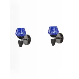 1ST TIME Pack Of 2 Blue & White Glass Traditional Cylinder Shaped Wall Lamps-picture-14