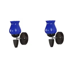1ST TIME Pack of 2 Blue Glass Traditional Cylinder Shaped Wall Lamp-picture-22