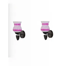 1ST TIME Pack of 2 Pink & White Glass Traditional Cylinder Shaped Wall Lamp-picture-36