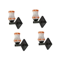 1ST TIME Pack of 4 Orange & White Glass Printed Cylinder Shaped Wall Lamp-picture-38