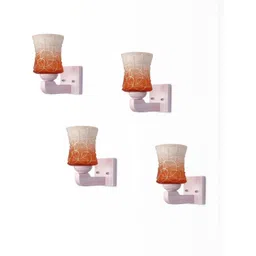 1ST TIME Pack Of 4 Orange & White Glass Traditional Cylinder Shaped Wall Lamps-picture-24