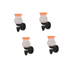 1ST TIME Pack Of 4 Orange & White Printed Glass Cylinder Shaped Wall Lamp-picture-20