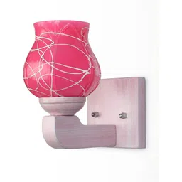 1ST TIME Pack of 4 Pink & White Glass Traditional Cylinder Shaped Wall Lamp image 3