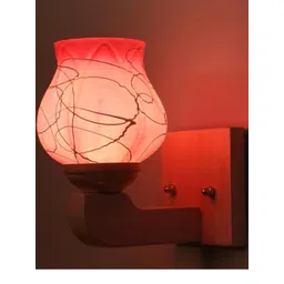 1ST TIME Pack of 4 Pink & White Glass Traditional Cylinder Shaped Wall Lamp image 4