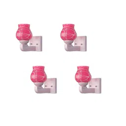 1ST TIME Pack of 4 Pink & White Glass Traditional Cylinder Shaped Wall Lamp image 1