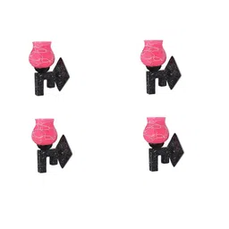 1ST TIME Pack of 4 Pink & White Glass Traditional Cylinder Shaped Wall Lamps-picture-13