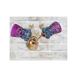 1ST TIME Pink & Blue Printed Metal Traditional Rectangle Shaped Wall Lamp-picture-57