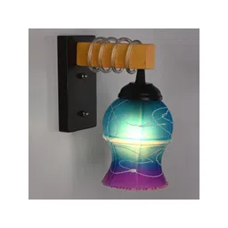 1ST TIME Pink & Blue Textured Wood Contemporary Abstract Shaped Shaped Wall Lamp-picture-35