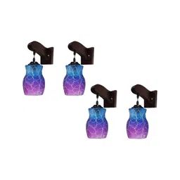 1ST TIME Pink & Blue Textured Wood Contemporary Abstract Shaped Shaped Wall Lamp-picture-36