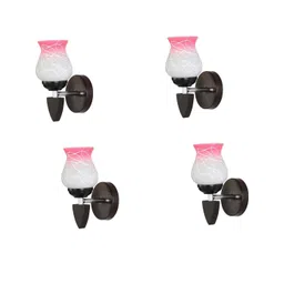 1ST TIME Pink & White Glass Traditional Cylinder Shaped Wall Lamp image 1