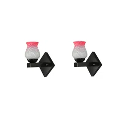 1ST TIME Pink & White Set Of 2 Solid Glass Traditional Cylinder Wall Lamps-picture-22