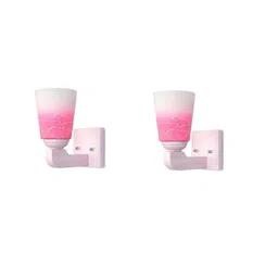 1ST TIME Pink & White Set Of 2 Solid Glass Traditional Cylinder Wall Lamps-picture-19