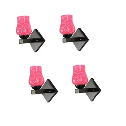 1ST TIME Pink & White Set of 4 Printed Glass Cylinder Shaped Wall Lamp-picture-12