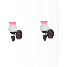 1ST TIME Pink & White Solid Glass Traditional Cylinder Wall Lamps Wall Lamps image 1