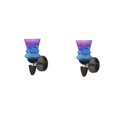1ST TIME Set Of 2 Pink & Blue Glass Cylinder Shaped Wall Lamp-picture-26