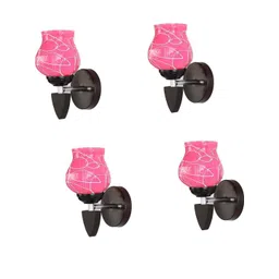 1ST TIME Set Of 4 Pink & White Glass Wall Lamp-picture-17