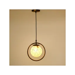1ST TIME White & Gold-Toned Printed Spherical Shaped Hanging Ceiling Lamp-image-42
