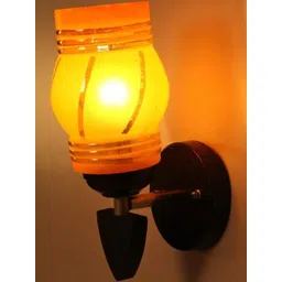 1ST TIME Yellow & Gold-Toned Glass Cylinder Shaped Wall Lamp-picture-38