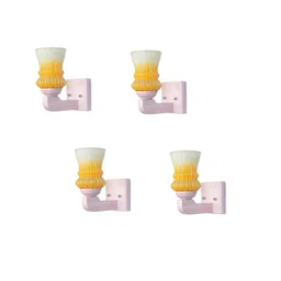 1ST TIME Yellow & White 4 Pcs Printed Glass Frustum Shaped Wall Lamps-picture-25