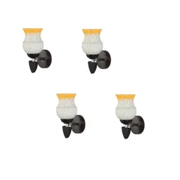1ST TIME Yellow & White 4 Pieces Colourblocked Glass Cylinder Shaped Wall Lamp-picture-46