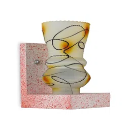 1ST TIME Yellow & White Printed Wood Contemporary Abstract Shaped Shaped Wall Lamp-picture-29