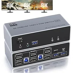2 Displayport + HDMI KVM Switch Triple Monitor for 2 Computers-image-25