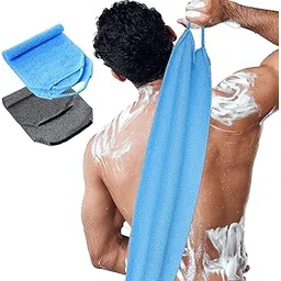 2 Pack Men Back Scrubber for Shower Exfoliating Washcloth Back Cloth Body Extended Length Scrubber Towel Nylon Exfoliating Stretchable Pull Strap Wash Cloth for Bath Body Scrub Washcloth-picture-23