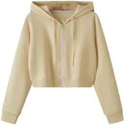 2 pc collection Casual Wear Solid Crop Zipper Jacket Hooded Neck Full Sleeves Hoodie for Women-picture-47