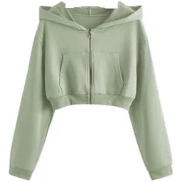 2 pc collection Casual Wear Solid Crop Zipper Jacket Hooded Neck Full Sleeves Hoodie for Women-picture-16