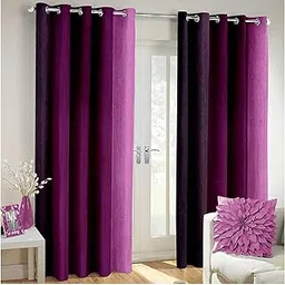 2 Piece Solid Shaded Heavy Polyester Semi Sheer Grommet Curtains for Window 5 Feet, Purple-picture-17