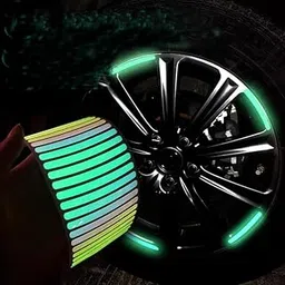 20 Pcs High Reflective Car Wheel Rim Stripe Stickers - Glow in The Dark Luminous Hub Decals, Universal Anti-Collision Night Driving Safety Warning Tape for Cars, Bikes, Motorcycles & Bicycles-picture-32