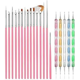 20 Pcs Nail Art Brushes, Nail Art Design Painting and Drawing UV Polish Brush Tool Kit, 15 pcs Nail Art Brushes Kit with 5 pcs Nail Dotting Pens, Multicolored-picture-49