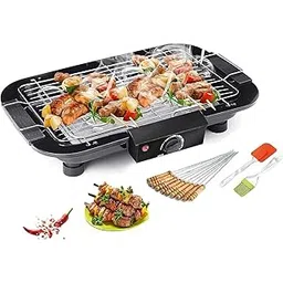 2000W Electric Smokeless Portable Adjustable Temperature Control Indoor and Outdoor Barbeque Grill With Skewers Home Removable Water Filled Drip Tray with 10 Skewers(Pack of 1).-picture-30