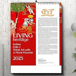 2025 Wall Calendar by Shakti Creation – Living Heritage : Indian Folk & Tribal Art with A Floral Flourish |14.5 x 19.5 Inches big size | Art of India: Folk & Tribal Masterpieces in all 12 pages | Best for Office and Home Décor & Corporate Gifting | Holidays Included | Beautiful Packaging for a Perfect New Year Gift | gift to nature lovers-picture-27