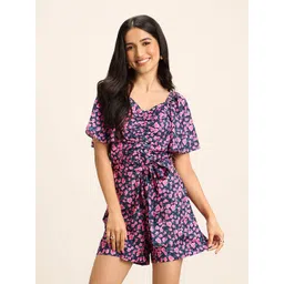 20Dresses Floral Printed Flared Sleeves Gathered Detail playsuit-picture-33