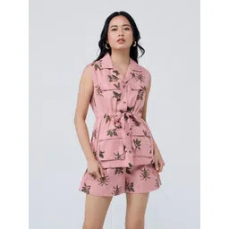 20Dresses Floral Printed Lapel Collar Pure Cotton Top With Shorts-picture-29