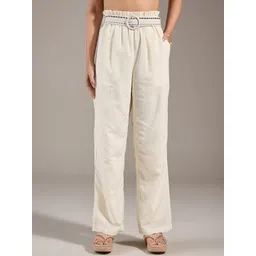 20Dresses Women White Straight Fit High-Rise Parallel Trousers-picture-41