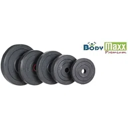 22 KG BODY MAXX Home Gym Pack of Rubber Weight Plates + 2 PC Dumbells RODS + 4 FEET Weight BAR + Gym Gloves + Rope + Grippers + Gym Bag Pack + 2 Locks image 1