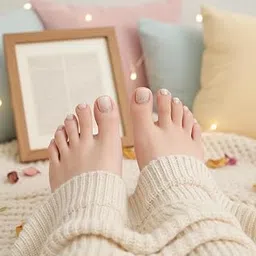 24 Pcs Reusable Artificial Nails Fake Nails with Glue and Kit|Glazed Toes Nude Spark Press On Toe Nails for Women | Short Square Shape | UV Protected Premium ABS | Long Lasting Reusable Artificial Nail Kit | Includes Nail Glue, Nail File & Prep Tools-picture-18