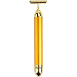 24k Gold Energy Beauty Bar Electric Vibration Facial Massage Roller Waterproof Face Skin Care T-Shaped Anti Wrinkle Massager for Forehead Cheek Neck Clavicle Arm (24K Gold Massager)-picture-22