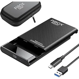 2.5 inch Hard Drive Enclosure Type c, PiBOX India 6Gbps USB 3.1 to SATA III Tool-Free External Hard Drive Enclosure for 7mm/9.5mm 2.5" SSD Laptop HDD with UASP for Samsung WD, Xbox PC TV - Black-image-3