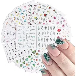 29 Sheet St. Patrick’s Day Mixed Nail Art Stickers Water Transfer Butterfly Leaf Flamingo Flower Feathers Colorful Transfer Watermark Nail Stickers for Women Girls Kids Manicure DIY Design Salon-picture-17