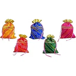 2ds Jaipuri Bandhej Potli Bags For Return Gifts, Bandhani work Batwa for Gifting purpose. Wedding gift potli/Jewellery Pouch, Shagun Potli Set, Ideal handbag potli for diwali Gift Packing.-picture-11