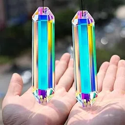 2pcs 5" Large Suncatchers Crystal Prisms Hanging Sun Catcher with Glass Prism Rectangle Colored Hexagon Rainbow Maker for Windows Room Office Chandelier Garden Fantasy Aesthetic Home Decor DIY Craft-picture-22