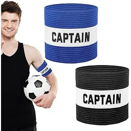 2Pcs Captain Arm Bands for Soccer, Unisex Elastic Captain Armband Adjustable for Team Training, Black and Blue-image-37