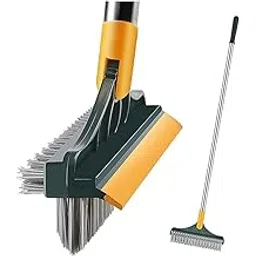 3 in 1 Bathroom Cleaning Brush with Wiper Corner Tiles Wall Cleaner with Long Handle 120° Rotate Kitchen Tile Floor Scrub Multipurpose Use Window Door Heavy Duty, Stainless Steel-picture-34