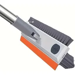 3-in-1 Long Handle Bathroom Cleaning Brush with Wiper & Rotating Head (Multicolor) | Floor Wall Tile Deck Tub Terrace Grout Scraper & Crevice Cleaner-picture-11