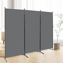 3 Panel Folding Privacy Screens, 6 FT Tall Wall Divider with Metal Frame, Freestanding Room Divider for Office Bedroom Study (3 Panel, Grey)-picture-28