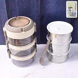 3 Triple Layer Stainless Steel Insulated Lunch Box Set-picture-15